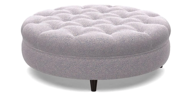 Helmsley Round Footstool in Linwood Omega Velvet Navy