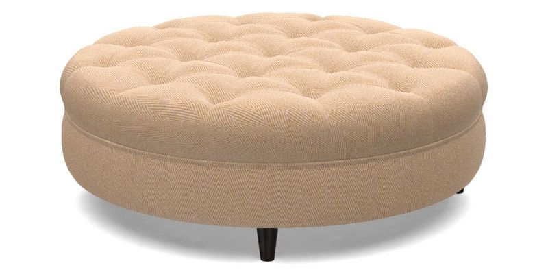 Helmsley Round Footstool in Linwood Omega Velvet Navy