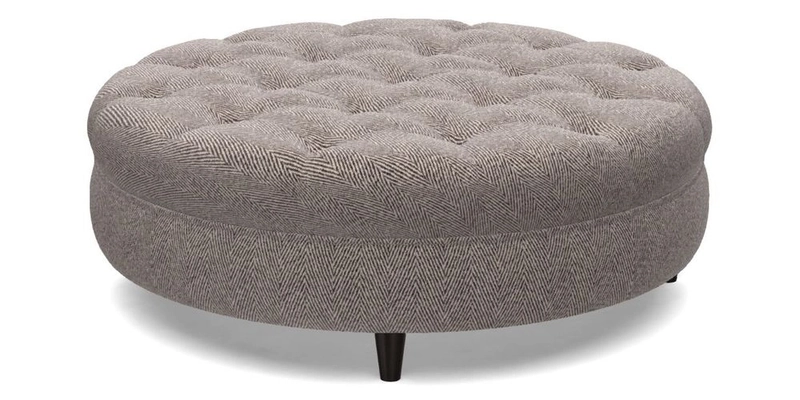 Helmsley Round Footstool in Linwood Omega Velvet Navy