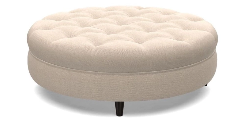 Helmsley Round Footstool in Linwood Omega Velvet Navy
