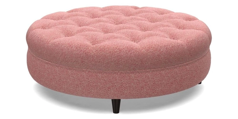 Helmsley Round Footstool in Linwood Omega Velvet Navy