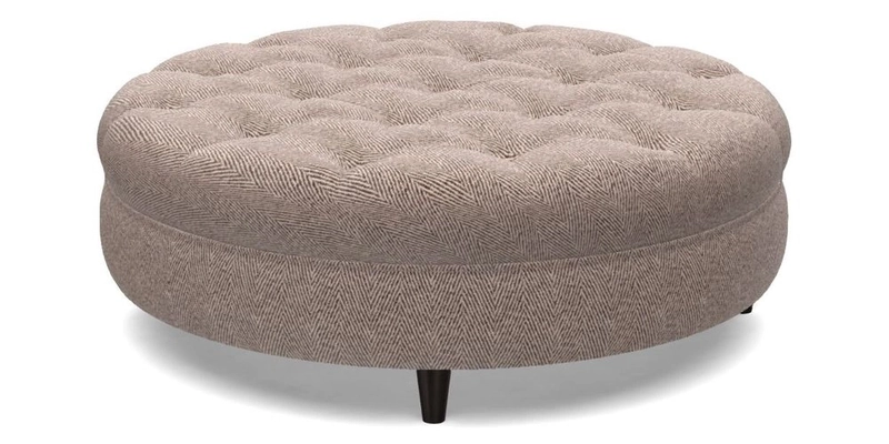 Helmsley Round Footstool in Linwood Omega Velvet Navy