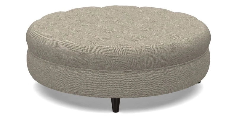 Helmsley Round Footstool in Linwood Omega Velvet Navy