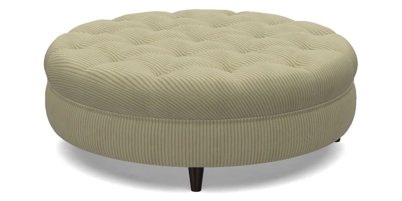 Helmsley Round Footstool in Linwood Omega Velvet Navy