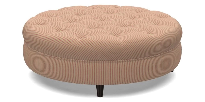 Helmsley Round Footstool in Linwood Omega Velvet Navy
