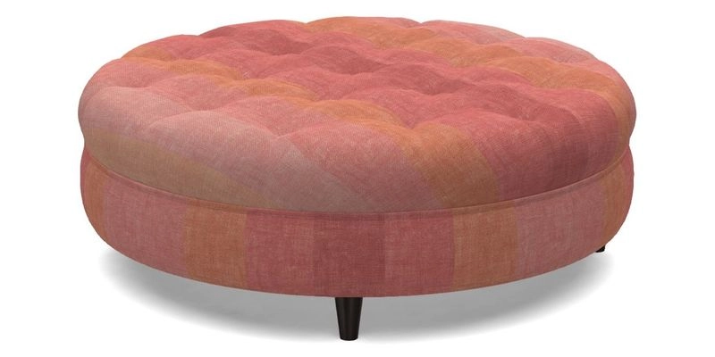 Helmsley Round Footstool in Linwood Omega Velvet Navy