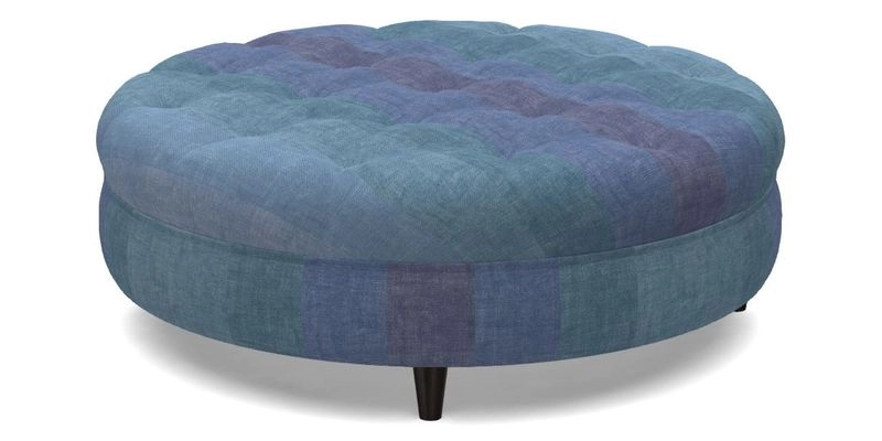 Helmsley Round Footstool in Linwood Omega Velvet Navy