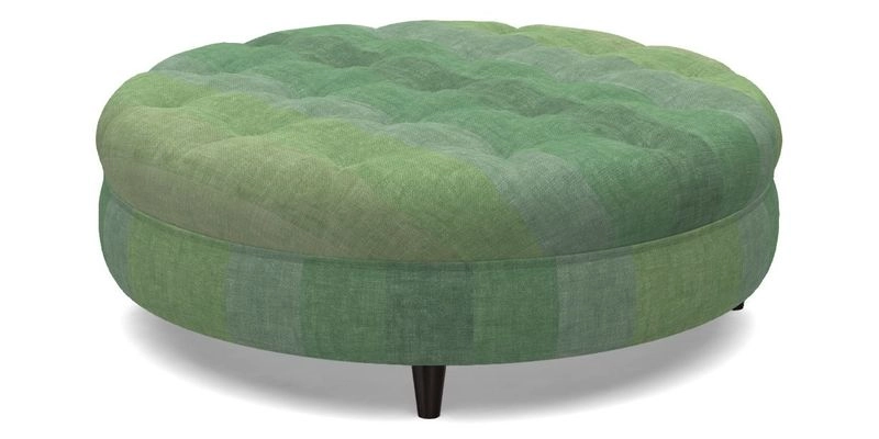 Helmsley Round Footstool in Linwood Omega Velvet Navy