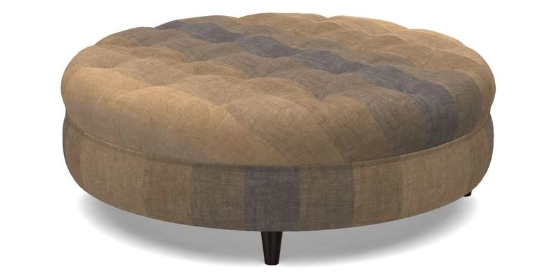 Helmsley Round Footstool in Linwood Omega Velvet Navy