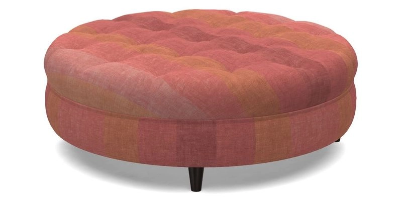Helmsley Round Footstool in Linwood Omega Velvet Navy