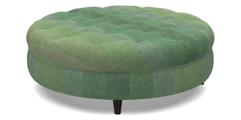 Helmsley Round Footstool in Linwood Omega Velvet Navy