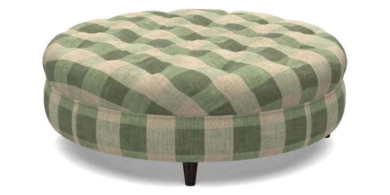 Helmsley Round Footstool in Linwood Omega Velvet Navy