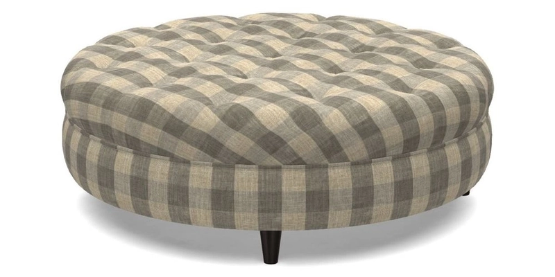 Helmsley Round Footstool in Linwood Omega Velvet Navy