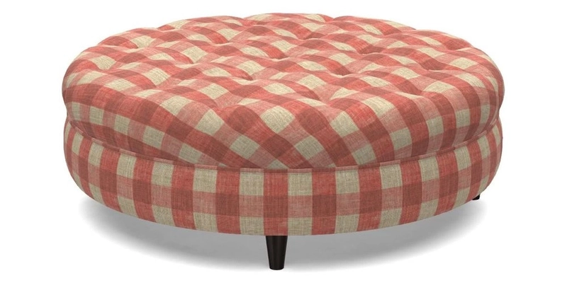 Helmsley Round Footstool in Linwood Omega Velvet Navy