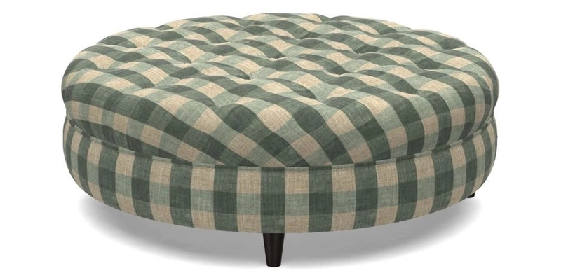 Helmsley Round Footstool in Linwood Omega Velvet Navy