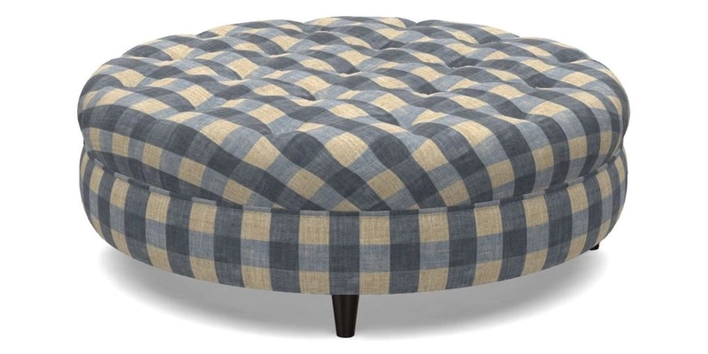 Helmsley Round Footstool in Linwood Omega Velvet Navy