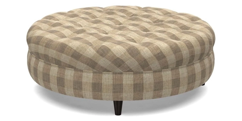 Helmsley Round Footstool in Linwood Omega Velvet Navy