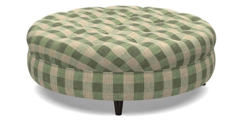 Helmsley Round Footstool in Linwood Omega Velvet Navy