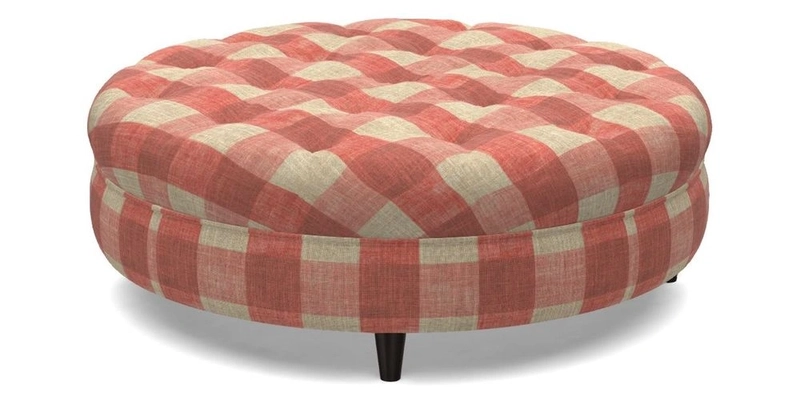 Helmsley Round Footstool in Linwood Omega Velvet Navy