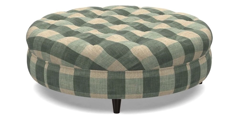 Helmsley Round Footstool in Linwood Omega Velvet Navy