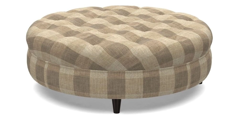 Helmsley Round Footstool in Linwood Omega Velvet Navy