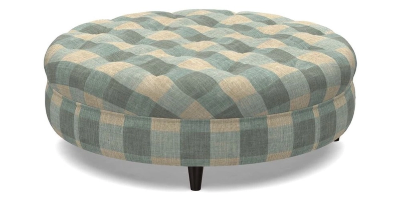 Helmsley Round Footstool in Linwood Omega Velvet Navy