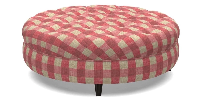 Helmsley Round Footstool in Linwood Omega Velvet Navy