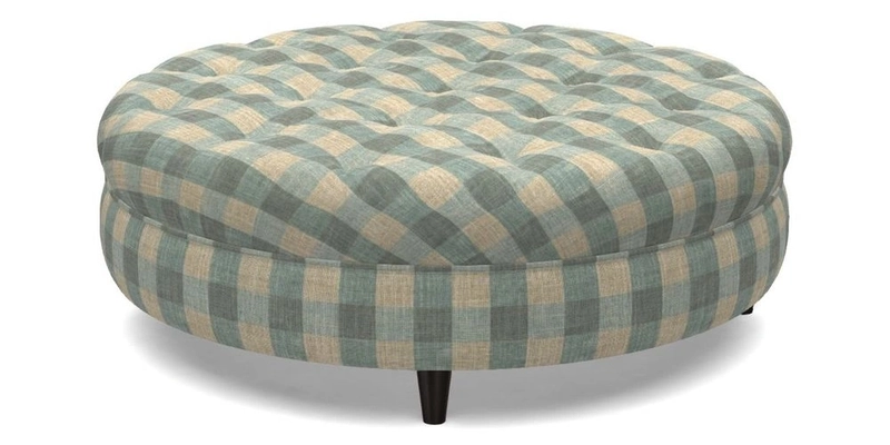 Helmsley Round Footstool in Linwood Omega Velvet Navy