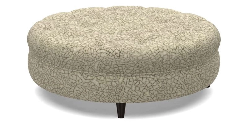 Helmsley Round Footstool in Linwood Omega Velvet Navy