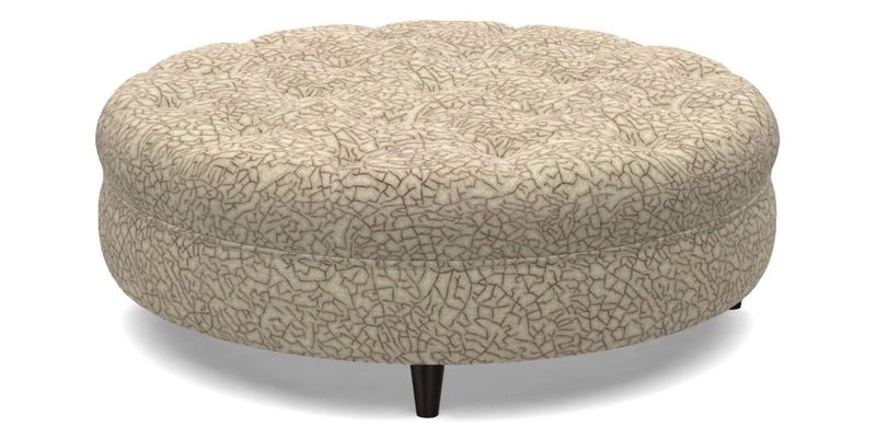 Helmsley Round Footstool in Linwood Omega Velvet Navy