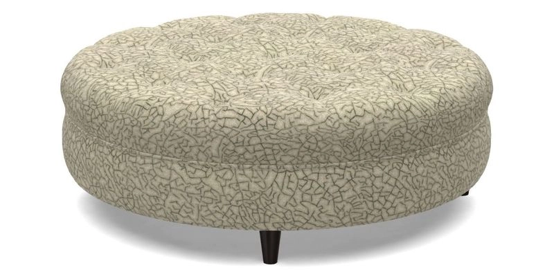 Helmsley Round Footstool in Linwood Omega Velvet Navy