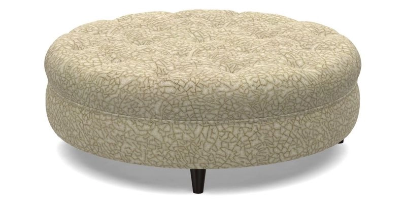 Helmsley Round Footstool in Linwood Omega Velvet Navy