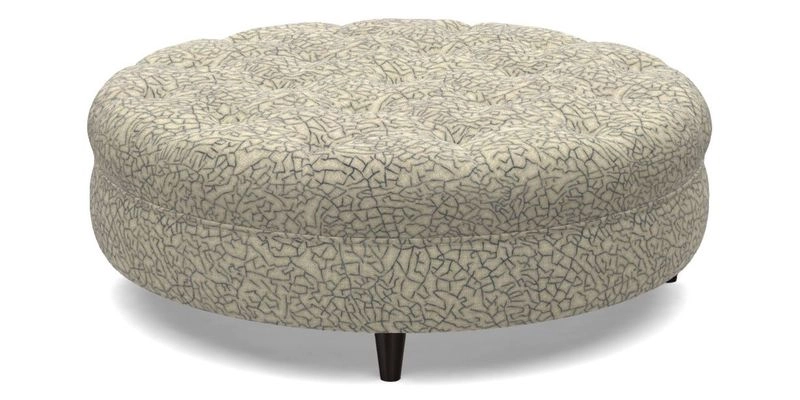 Helmsley Round Footstool in Linwood Omega Velvet Navy