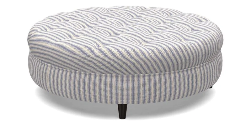 Helmsley Round Footstool in Linwood Omega Velvet Navy