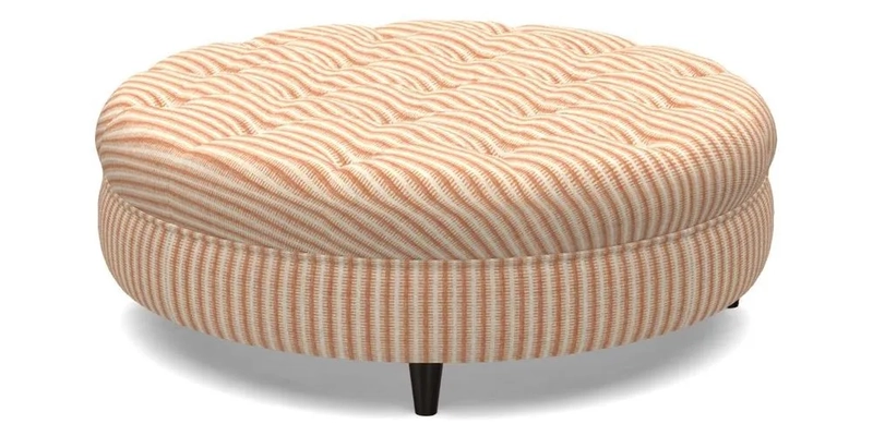 Helmsley Round Footstool in Linwood Omega Velvet Navy