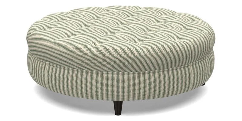Helmsley Round Footstool in Linwood Omega Velvet Navy
