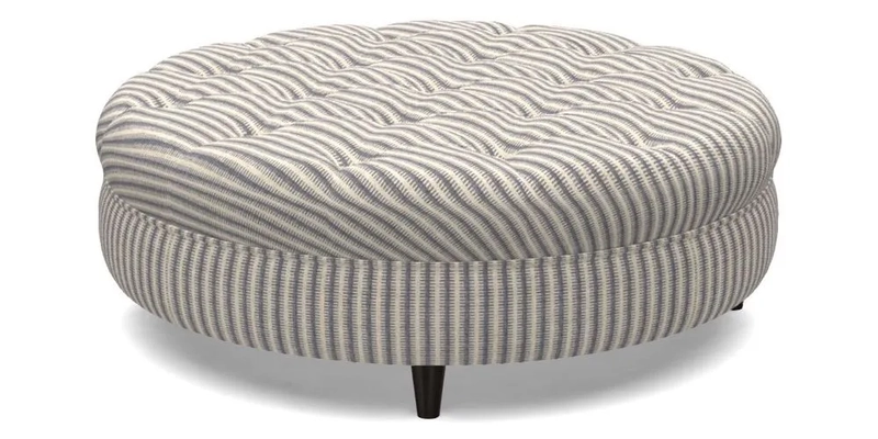 Helmsley Round Footstool in Linwood Omega Velvet Navy