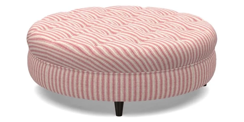 Helmsley Round Footstool in Linwood Omega Velvet Navy