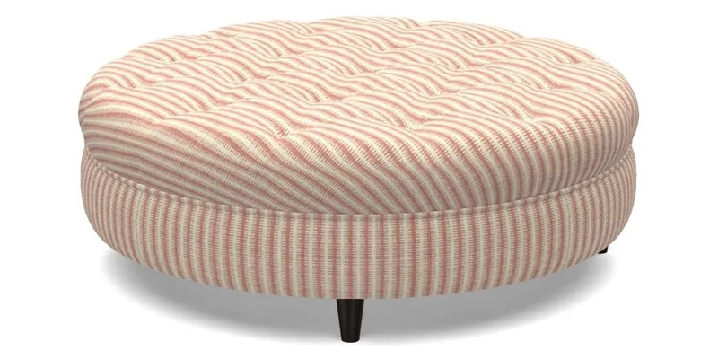 Helmsley Round Footstool in Linwood Omega Velvet Navy