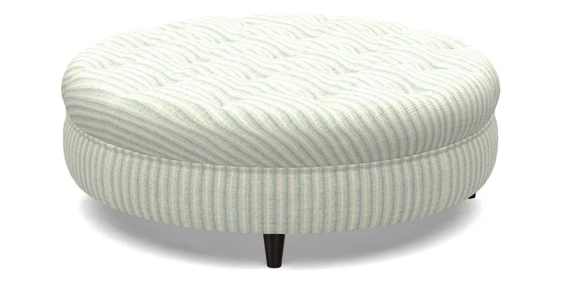 Helmsley Round Footstool in Linwood Omega Velvet Navy