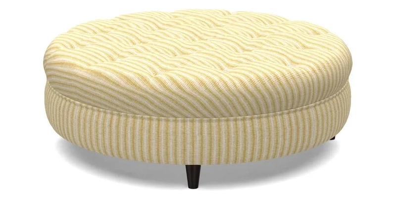 Helmsley Round Footstool in Linwood Omega Velvet Navy