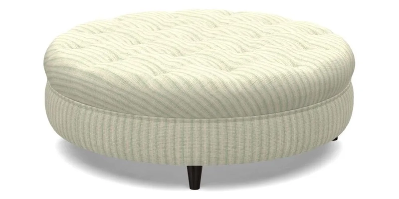 Helmsley Round Footstool in Linwood Omega Velvet Navy