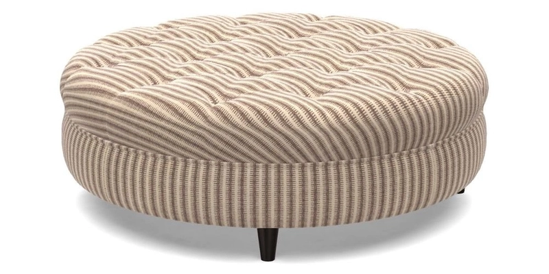 Helmsley Round Footstool in Linwood Omega Velvet Navy
