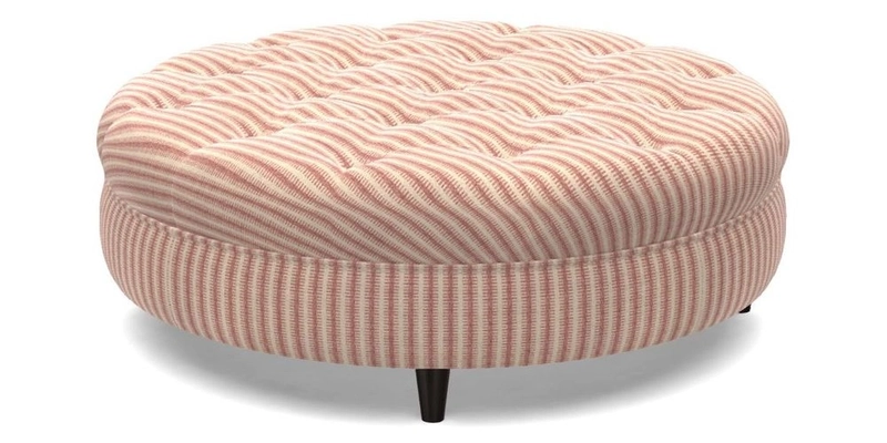 Helmsley Round Footstool in Linwood Omega Velvet Navy