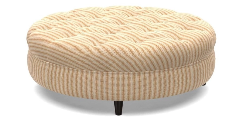 Helmsley Round Footstool in Linwood Omega Velvet Navy