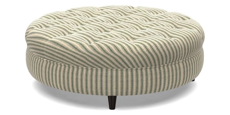 Helmsley Round Footstool in Linwood Omega Velvet Navy