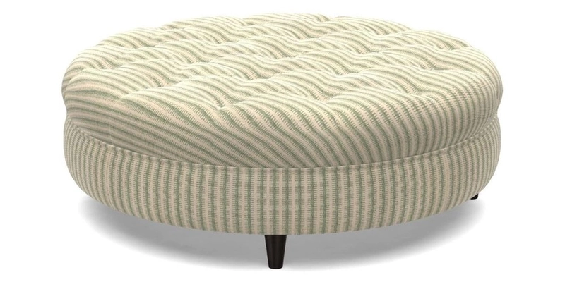 Helmsley Round Footstool in Linwood Omega Velvet Navy