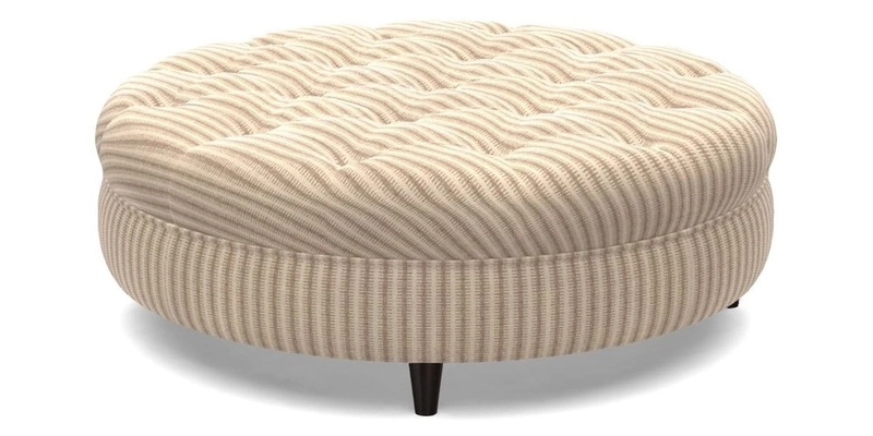 Helmsley Round Footstool in Linwood Omega Velvet Navy