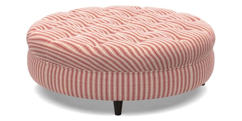 Helmsley Round Footstool in Linwood Omega Velvet Navy