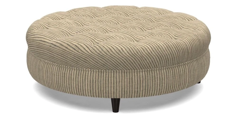 Helmsley Round Footstool in Linwood Omega Velvet Navy